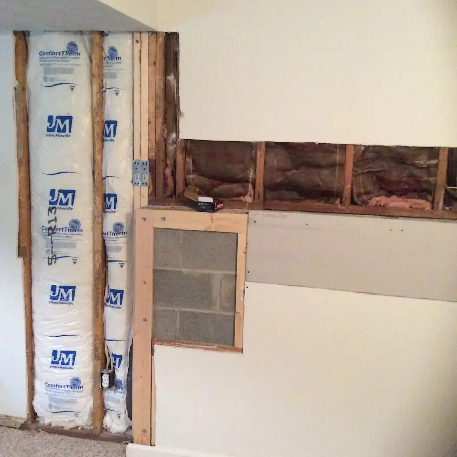 Wall insulation replacement during Contents Cleaning & Restoration in West Caldwell